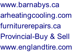 www.barnabys.ca arheatingcooling.com furniturerepairs.ca Provincial-Buy & Sell www.englandtire.com
